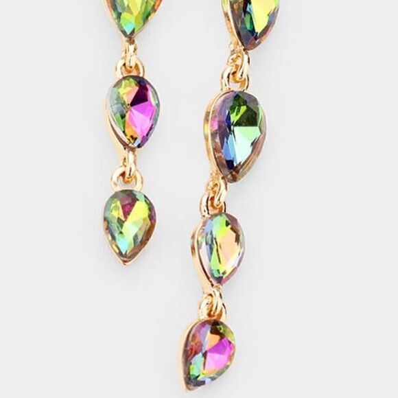 Oil Spill Crystal Teardrop Dangle Earrings NWT - Picture 2 of 5